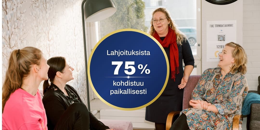 Lahjoittaminen muuttuu Suomessa – 75 % lahjoituksista kohdistuu paikallisesti