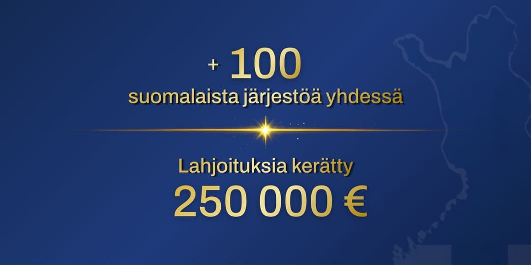 Yli 100 järjestöä yhteistyössä – lahjoituksia noin 250 000 euroa